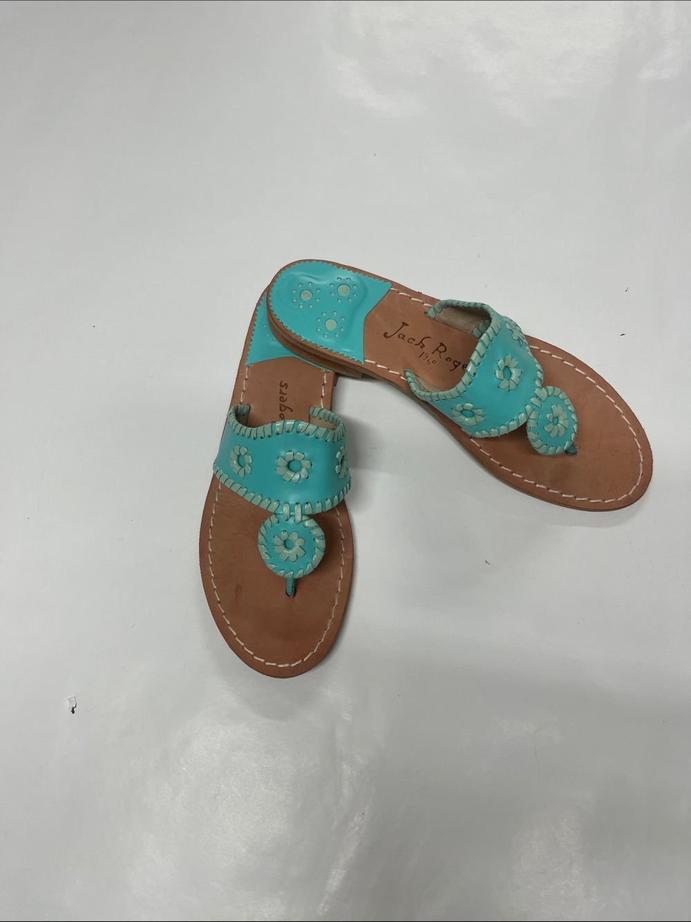 Authentic Jack Rogers Turquoise Leather Flats - Picture 3 of 5